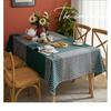 Nordic Style Linen Cotton Tablecloth Square Rectangular Plaid Stripe Washable Heat Resistant Dining Table Cover