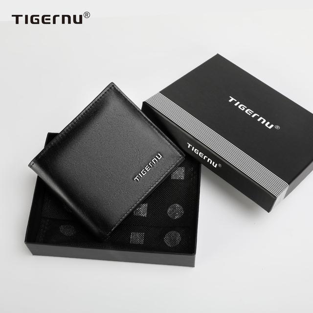 Tigernu Hohe Qualität Brieftaschen Männer Dünne Geld Geldbörse Männlichen Visitenkarte Halter Für Männer Mode Leder Brieftasche Kurze Geldbörse karte Tasche schwarz