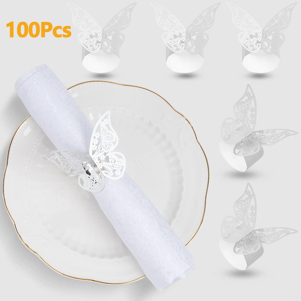 100/50Pcs Premium Napkin Rings Laser Cut Foil Paper Napkin Holder For Wedding Party Dinner Table Decor Catering Services