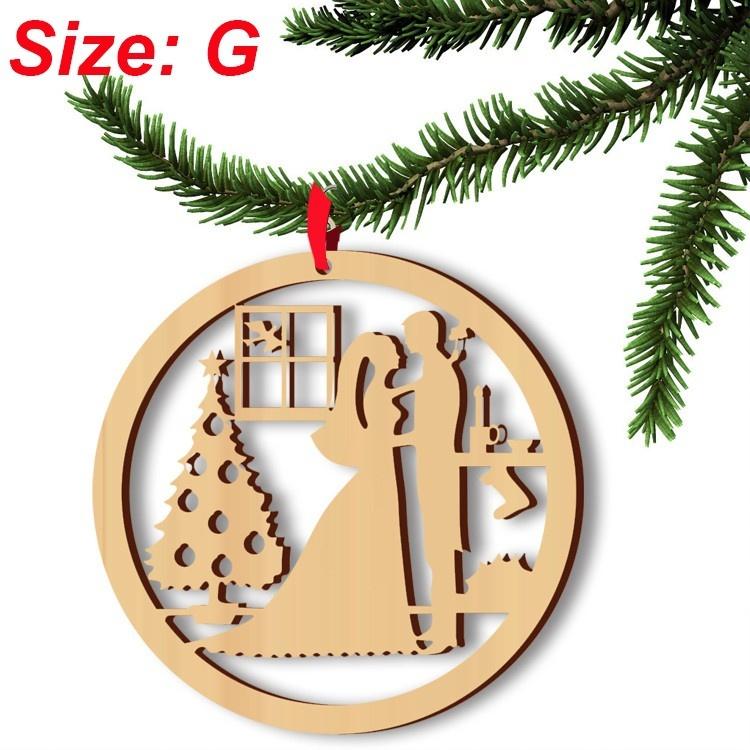 6pcs/Set Hollow Letters Natural Wood Christmas Ornaments Hanging Christmas Tree Decorations