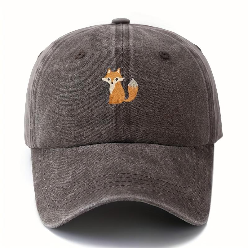 

Cute fox pattern printed baseball cap for daily casual fashion, versatile city commuting hat, suitable for men and women кофейный