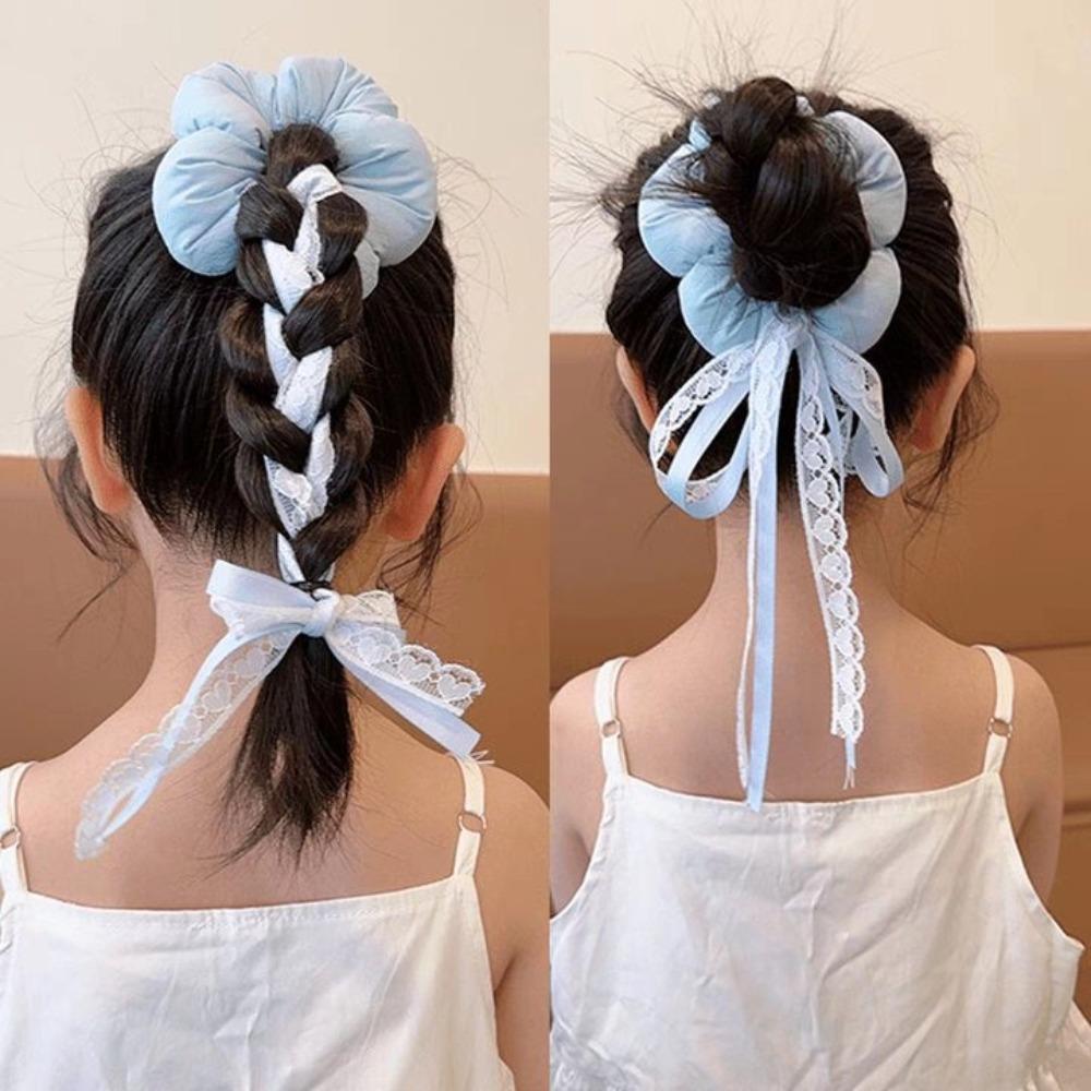 Ribbon Large Hair Scrunchies Exaggerated Braid Hair Ring Trendy Children's Flower Scrunchies  Girl