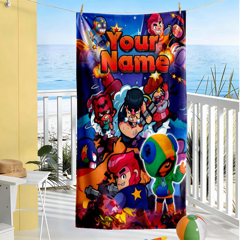 Supercell Customize Text Beach Towel High Absorbency & Quick-Dry Suitable for Swimming Gym Camping Yoga Vacation