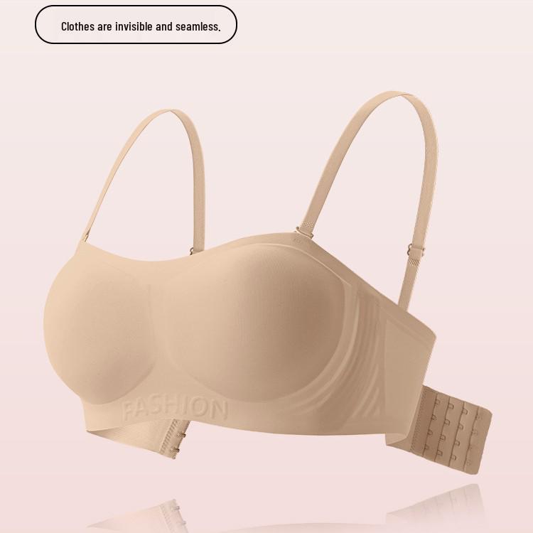 Invisible Strapless Anti-Slip Bra for Women - Seamless Gathered Bandeau for Small Chests