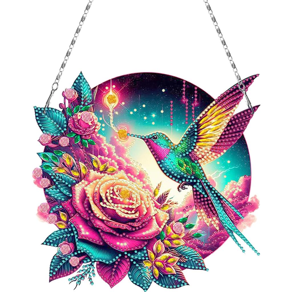 2D Flat DIY Diamond Painting Set Hanging Diamond Art Kits Rhinestone Diamond Art Window Pendants Home Wall Decoration Crafts