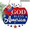 2D Flat, 4Th Of July Holiday Hanging Sign Door Sign, Patriotic Decor Sign Plaque, God Bless America, Waterproof Aluminum Plaque, Best for Porch