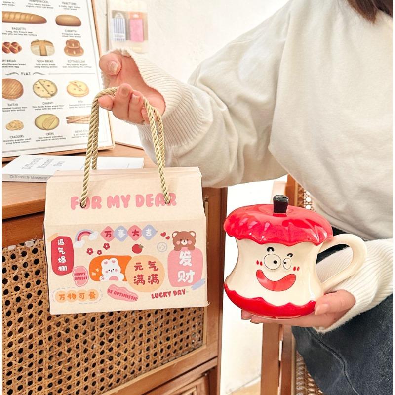 

Кружка Apple Высоко выглядящая Креативная Смешная Чашка Керамическая для Девочки Домашняя Чашка для Воды с Крышкой для Девочек Сувениры 301-400ml