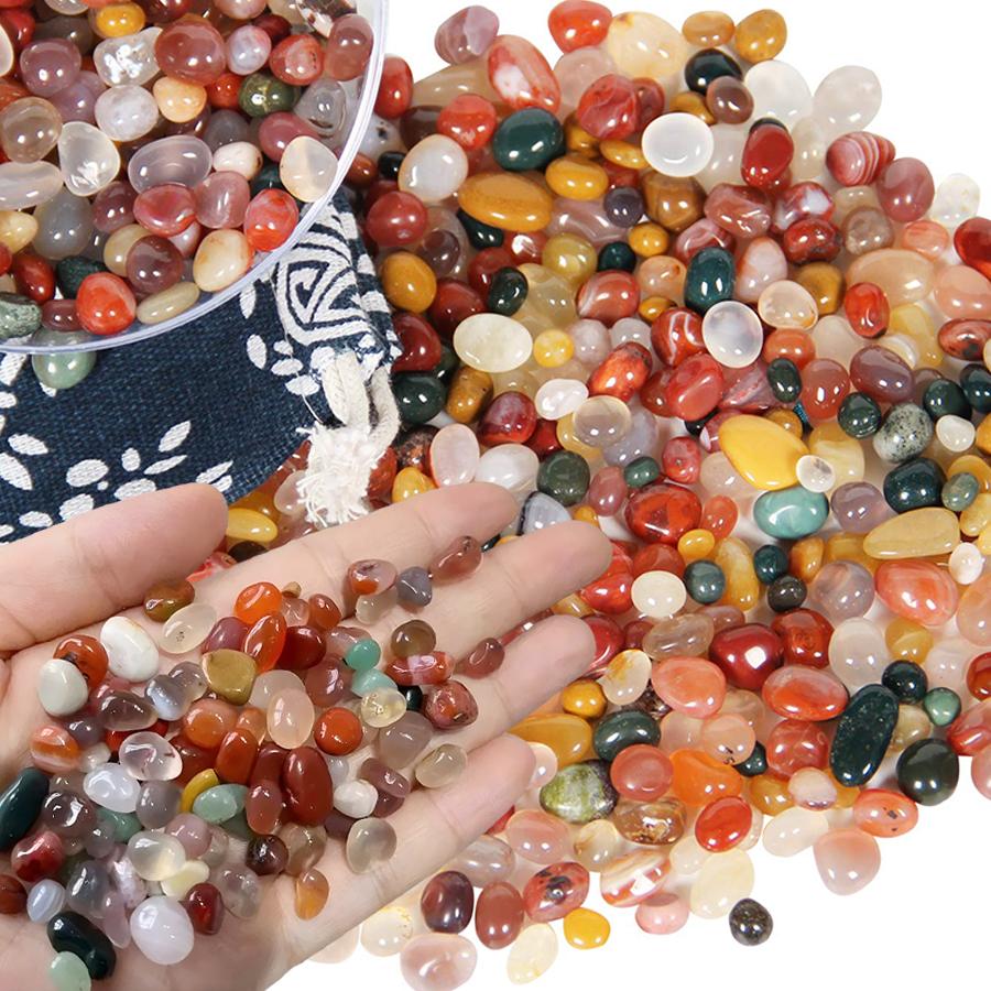 200g 1-1.6cm Color Round Rainflower Stone Bathtub Gardening Flower Pot Landscape Bottom Sand Stone Colored Crystal Craft Stone