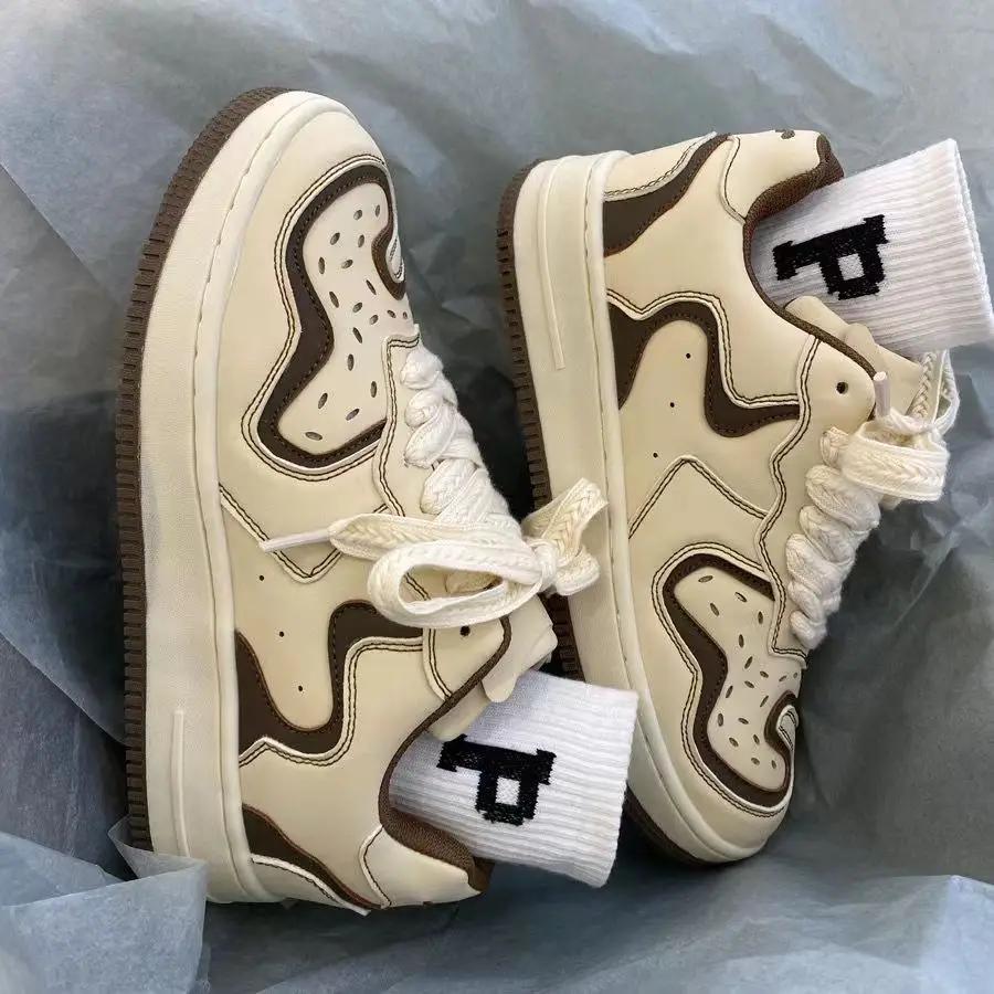 

Мужская осенняя черно-белая персонализированная повседневная обувь на толстой подошве, спортивная обувь для мужчин, модная обувь для парного скейтбординга, лоферы для мужчин 36 хаки