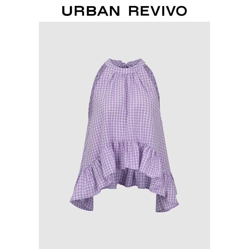 Women s Plaid Ruffle Tie-Waist Blouse L