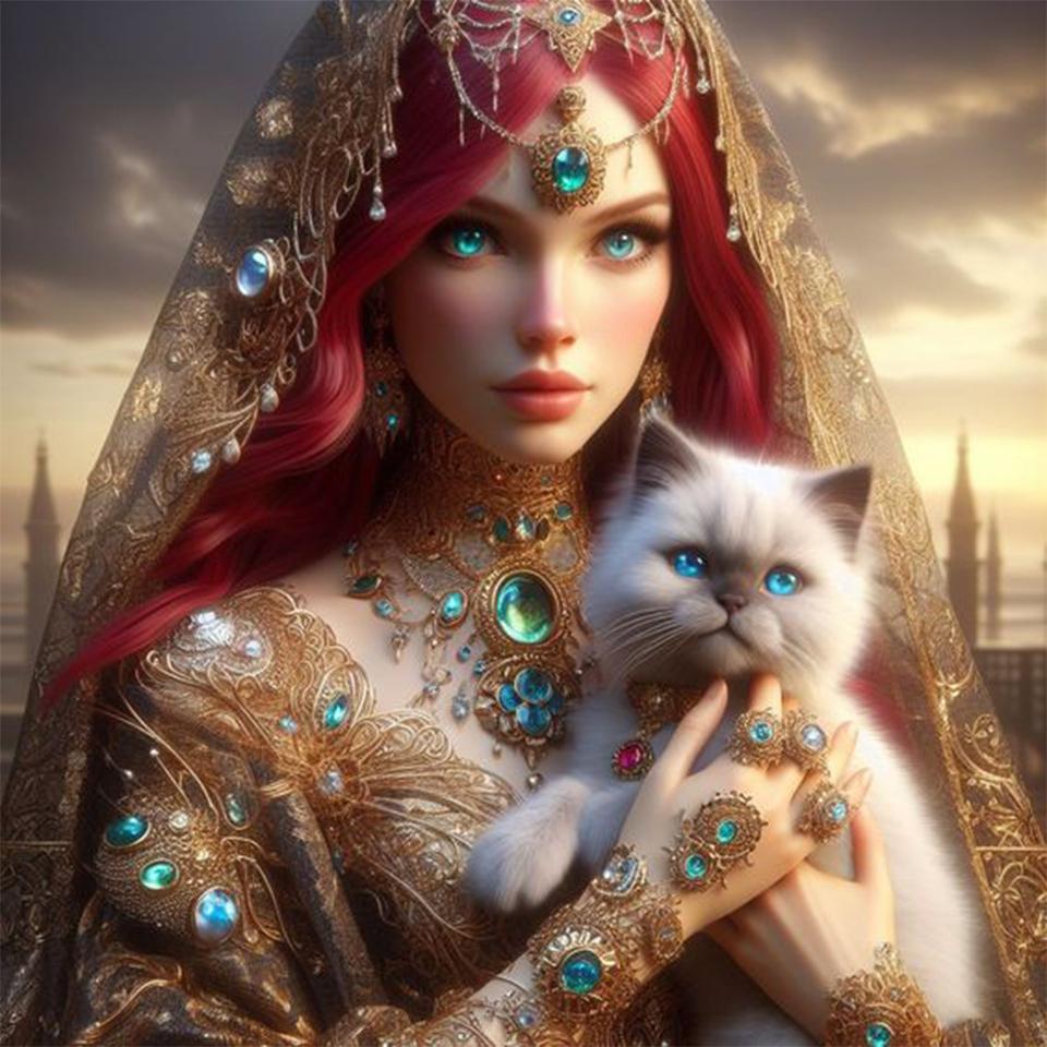 2024 New Jewelry Headwear for Women and Cats Diamond Drawing 5D DIY Art Mosaic Embroidery Cross Embroidery DecorationNew Gift