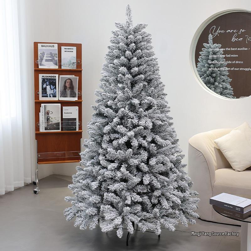 White Snowfall Christmas Tree with Flocked Finish - Sizes: 1.5m, 1.8m, 2.1m, 2.4m