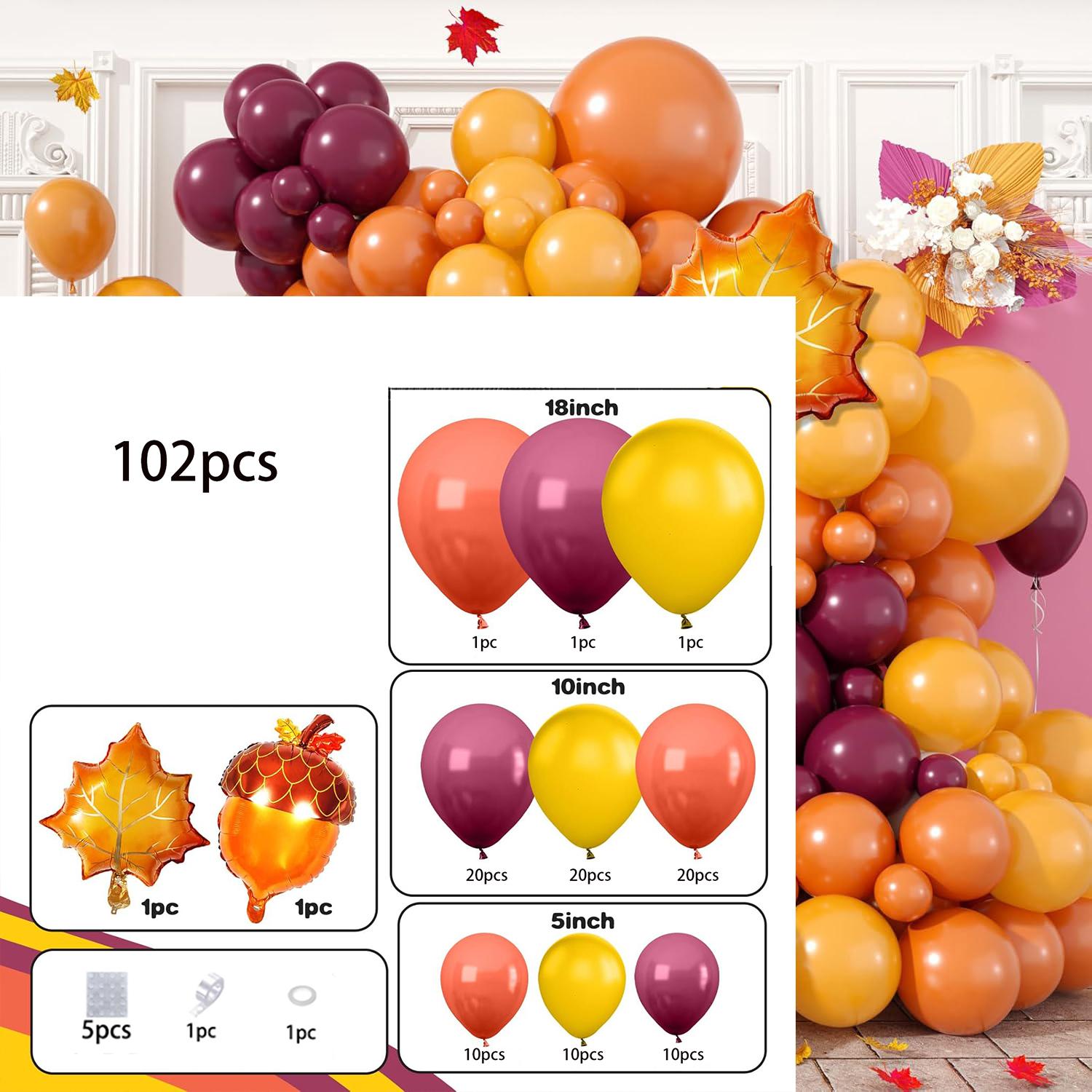 

102 Pieces Autumn Balloon Arch Set Is Suitable for Large Parties Autumn Harvest Festival Thanksgiving and Many Other Occasions Other