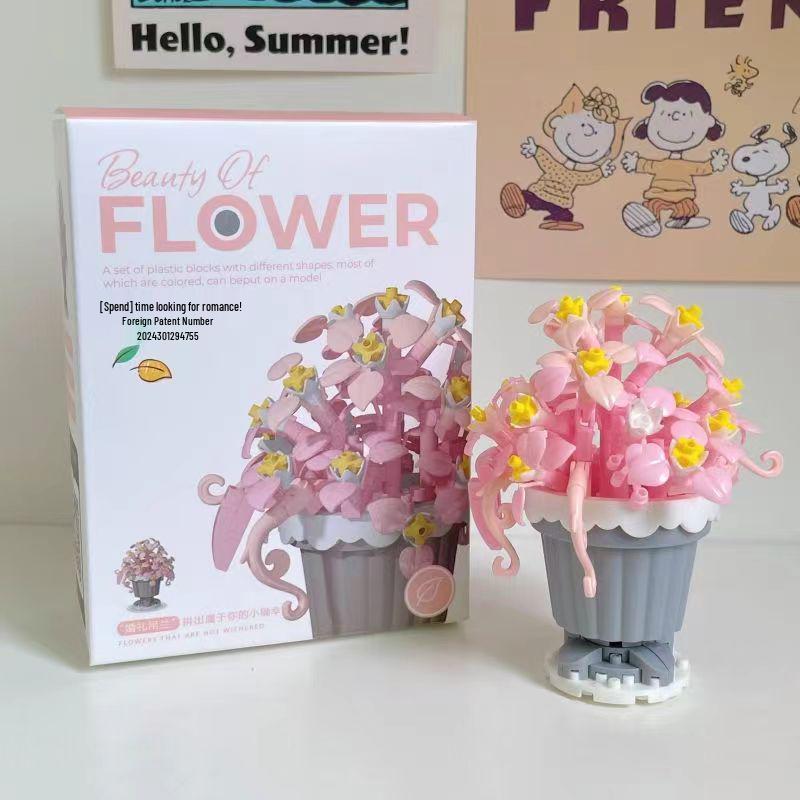 Music Flower Box Compatible Building Blocks Bouquet: Sunflower & Carnation Toy for Children and Teachers