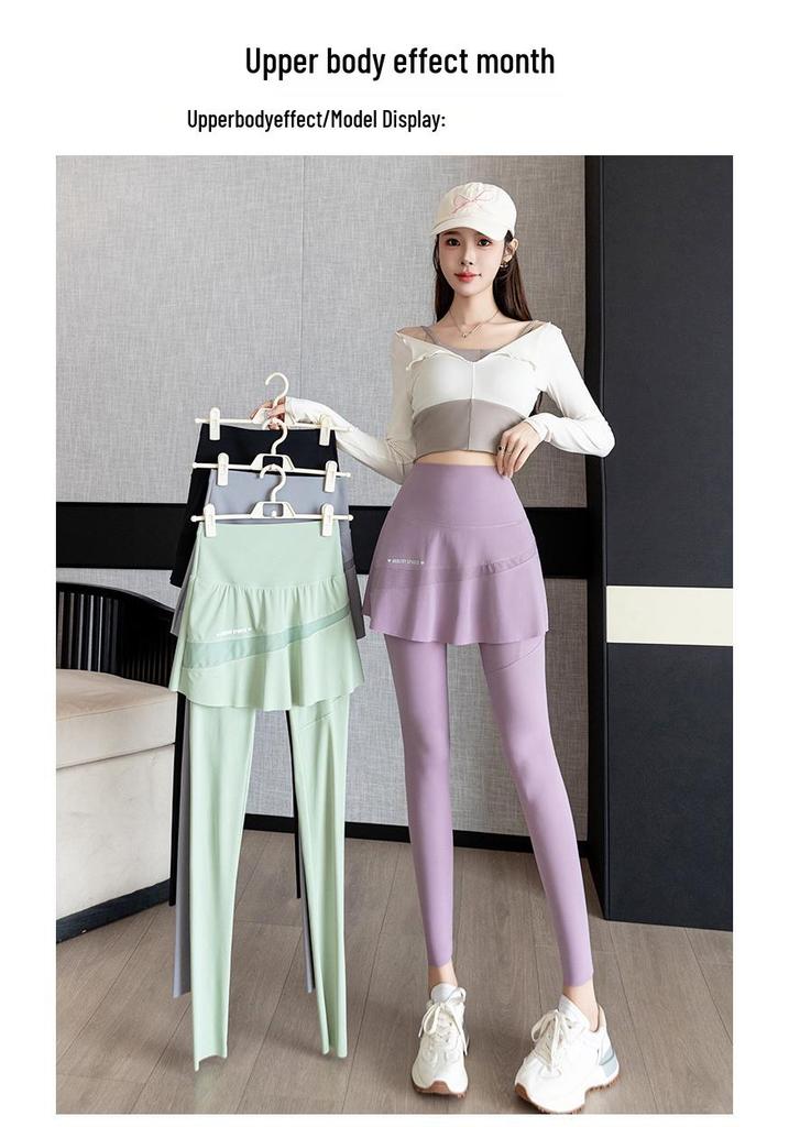 2026 Spring/Autumn Plus Size Women's Two-in-One Yoga Pants - Hip Lift, Running, Training, Slimming Fit
