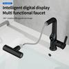 A25F-For Bathroom Waterfall Faucet Basin Digital Temperature Display Lift Up Down Stream Hot Cold Water Sink Mixer Tap