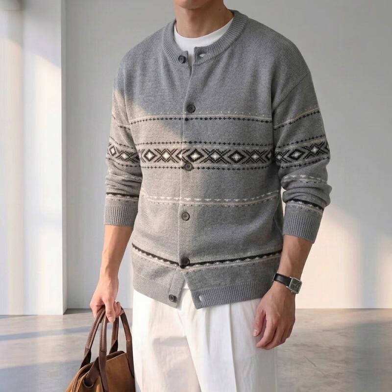 Hengyuanxiang Men's Casual Knit Cardigan
