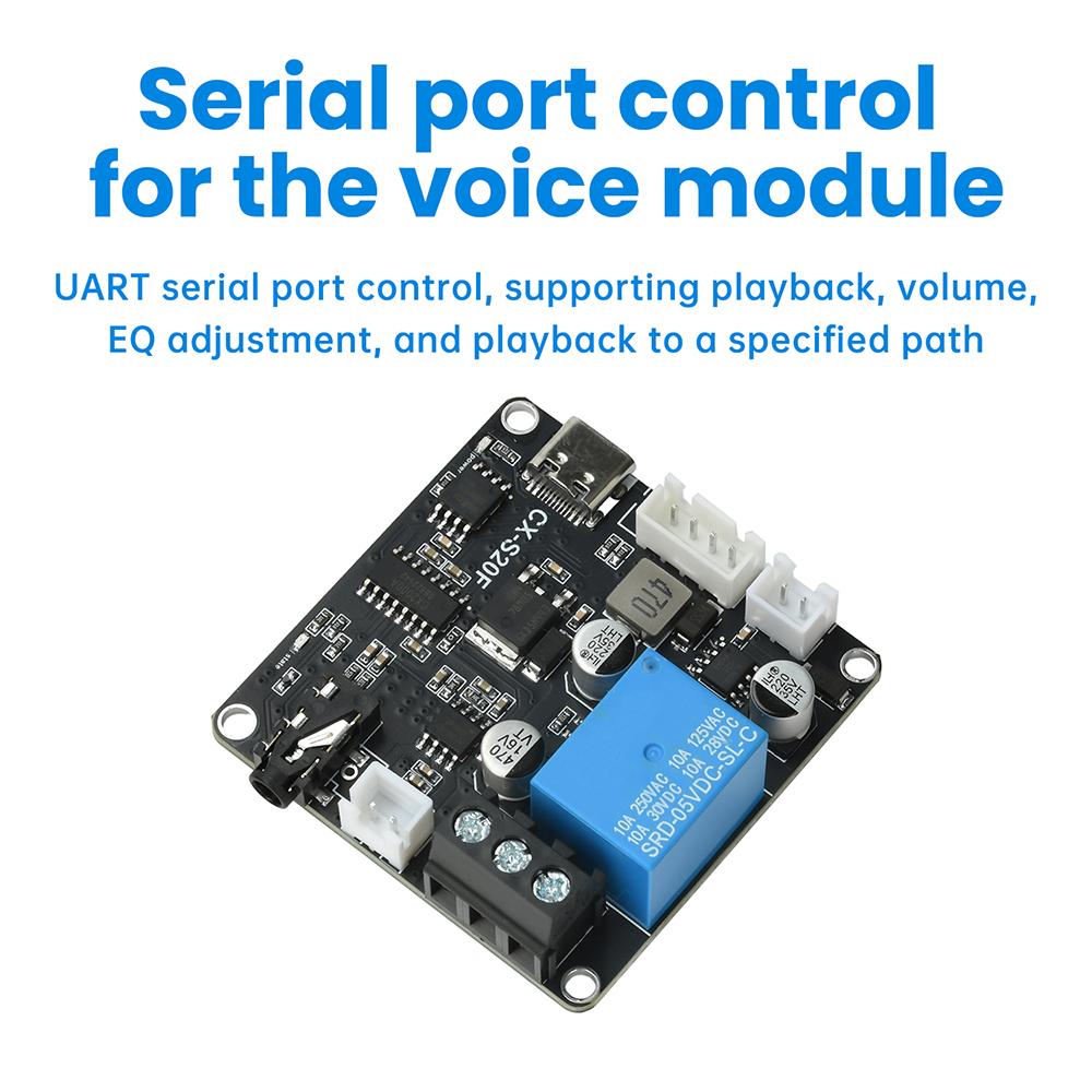 DC 6-35V Serial Port Control Mp3 Voice Broadcast Chip Module Mcu Control Triggers Custom Audio 20W Power CX-S20F Type C
