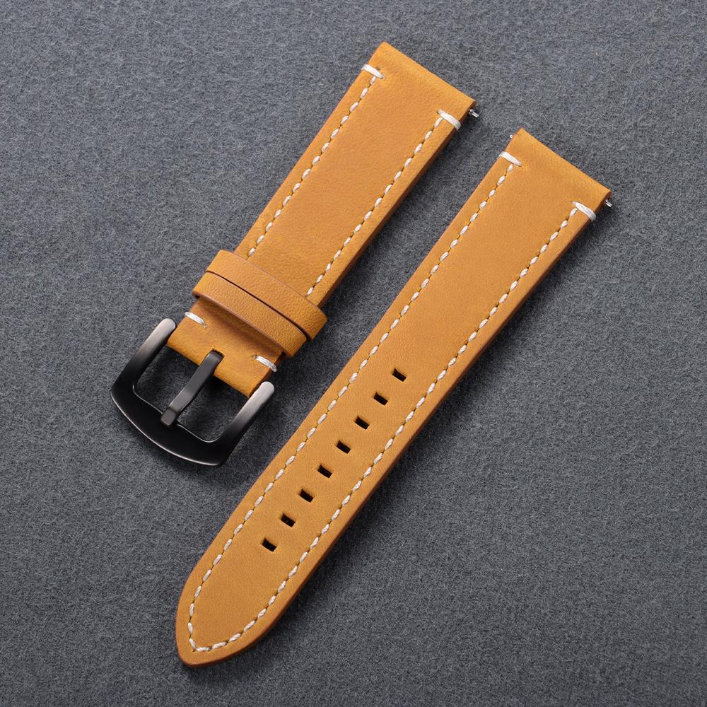 Cowhide Genuine Leather 19mm 20mm 21mm 22mm 24mm Universal Watch Band 18mm for CASIO Men Women for HuaweiGt2/Gt3 Wrist Bracelets