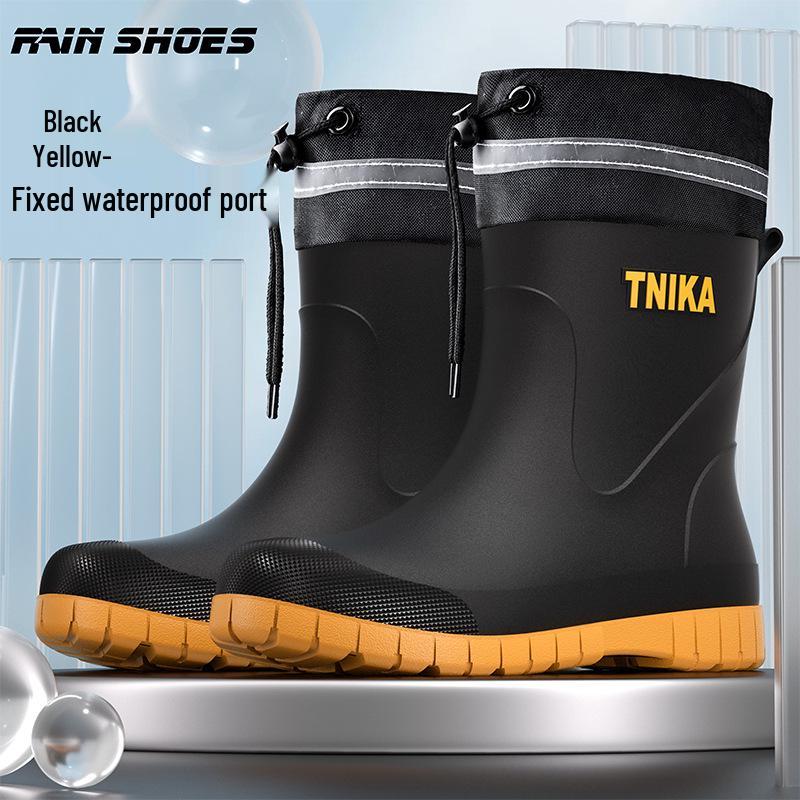 Men s Waterproof Mid-Calf Rubber Rain Boots - Wear-Resistant and Anti-Slip. 44