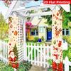 2D Flat, 2D Flat 2pcs (11.8*70.8 Inches/30*180cm) Party Banner Pennant Flag, Material, Beige Background with Cartoon Santa Claus, Snowman, and Reindee