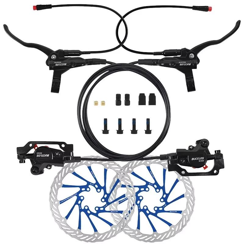 2 Piston E-Bike Disc Brake Set Power Off Bicycle Hydraulic Disc Brake E Scooter Power Control Shifter Bicycle Brakes 160 rotors