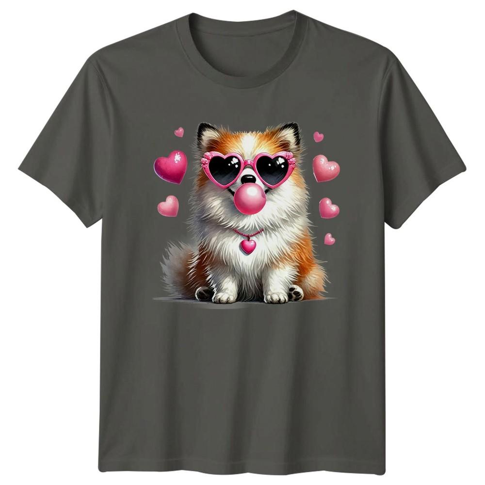 Cute Dog Bubblegum Hearts Animals Dogs Unisexs TShirt Unisexs Graphic Tee S