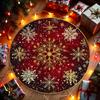 1Pcs Golden Snowflake Christmas  Pattern Round Area Rug Indoor Non-Slip Washable Fiber Carpet Soft Comfortable Mat For Bedroom Living Room