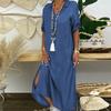 2024 Plus Size Women's Solid Color Denim Dress for Europe and America