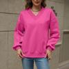 Women's V Neck Oversized Sweatshirts Fleece Long Sleeve Pullover Top