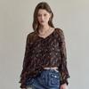 Paisley Flower Beads Ruffle Blouse Zf05qb017nh