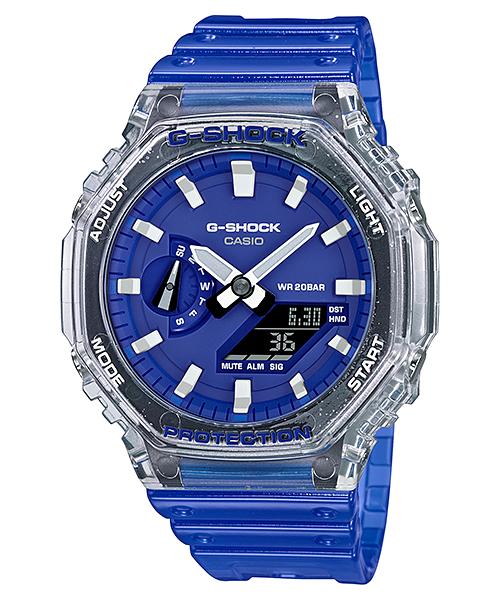 Casio Men s Resin 200M Water Resistant Analog Shock Resistant Quartz Watch GA-2100HC-2A синий