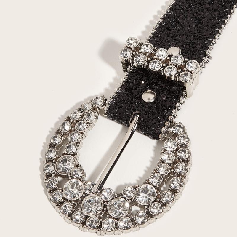 Adult Shinning Waist Belt Luxurious Pin Buckle Waist Belt Adjustable Length Full Diamond Rhinestone Belt for Nightclub