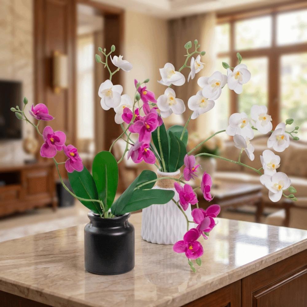 Lifelike Simulation Orchid Flowers 5 Heads Faux Phalaenopsis Fake Flower  Outdoor Garden Decor