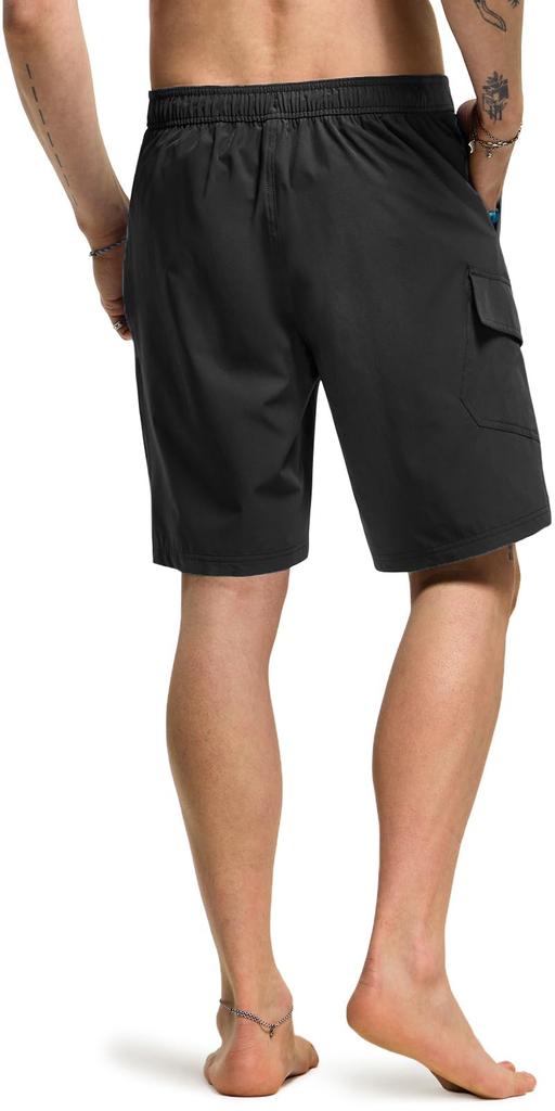 [Tesla] Men's Swimwear with Mesh Inner Lining, Swim Shorts, Surf Shorts, Board Shorts, Amphibious, Quick-Drying, Breathable, UV Protection, Elastic Wa