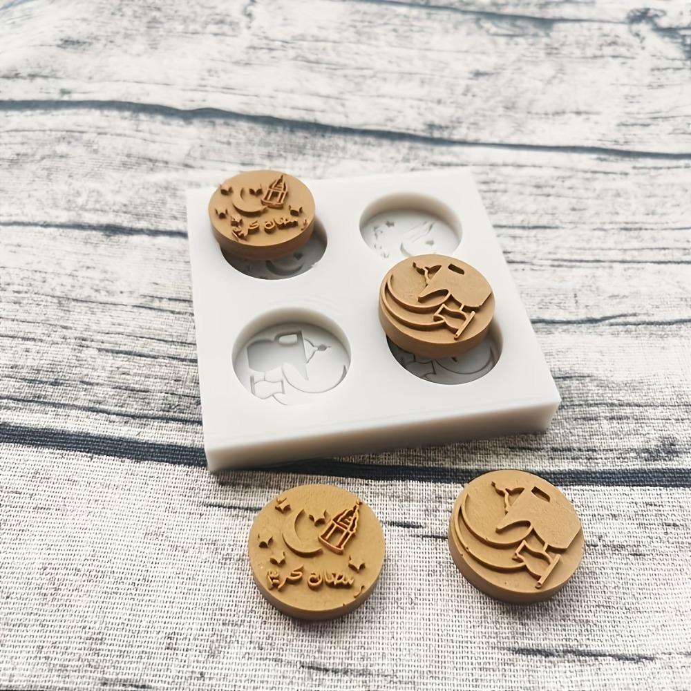 Silicone Ramadan Moon Mold Non-stick Flexible Arabic Font Mold Ramadan Themed Heat Resistant Plaster Molds Cake Making