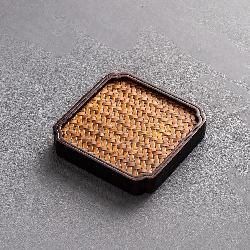 

1Pc Bamboo Weaving Japanese Tea Tray Rattan Woven Serving Tea Cup Home Decor Office Outdoor Tea Set Accessories As picture