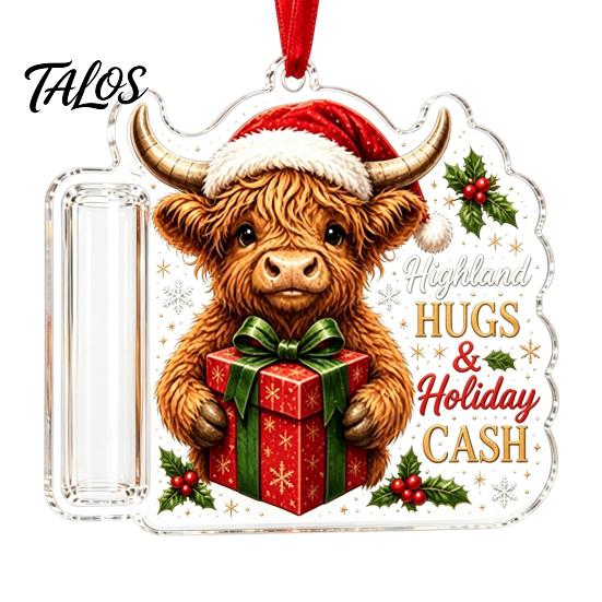 Decorative Holiday Cash Gift Holder Christmas Money Ornament, Tree Hanging Decoration, Storage Merry Pendant for Party Decor Wooden Clip Ornament