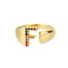 Rainbow Zircon Letter Rings For Women Mote Chunky Bred Letter AZ Rustfritt stål Ring Bryllup Boho Smykker Gave 2024