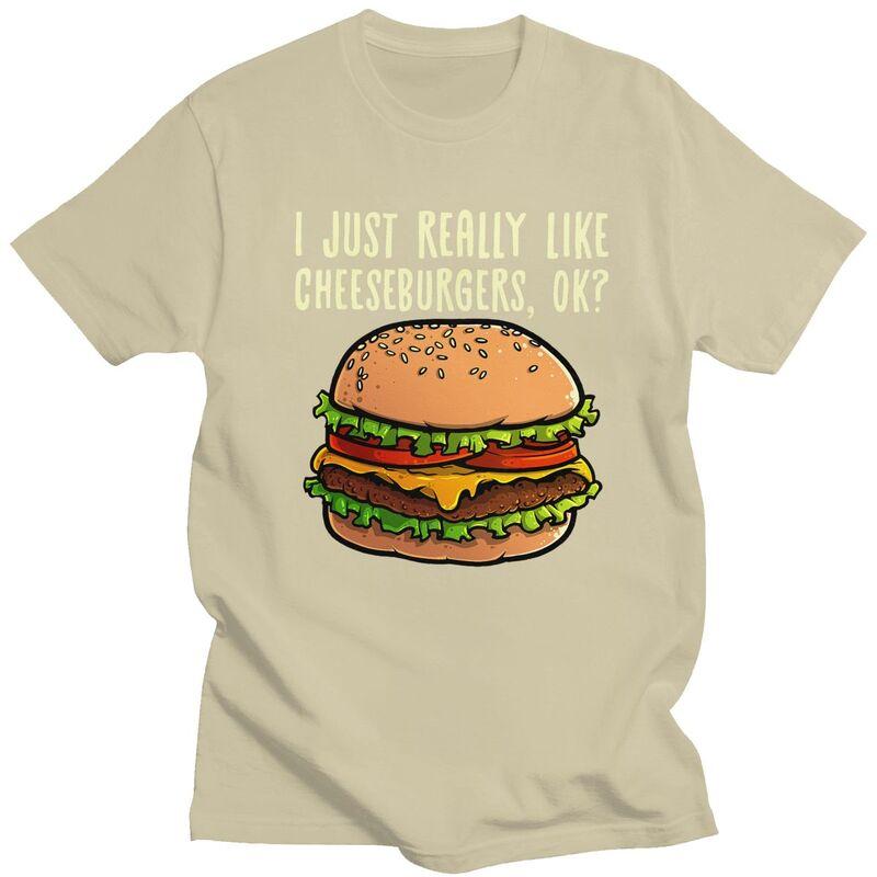 Fashion Funny Cheeseburger Hamburger Design T Shirts Unisex Burger Lover Tshirt Streetwear Casual Tee Loose Oversized Clothes