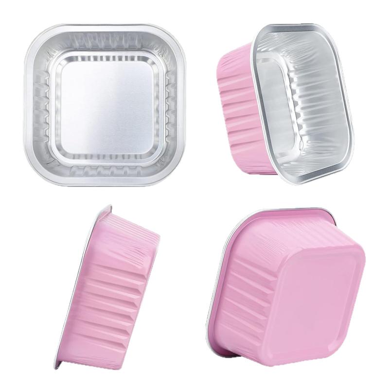 50 Pcs Aluminum Foil Baking Pans Rectangle Cake Cup With Lids Heat Resistant Mini Loaf Pans For Baking Kitchen Accessories