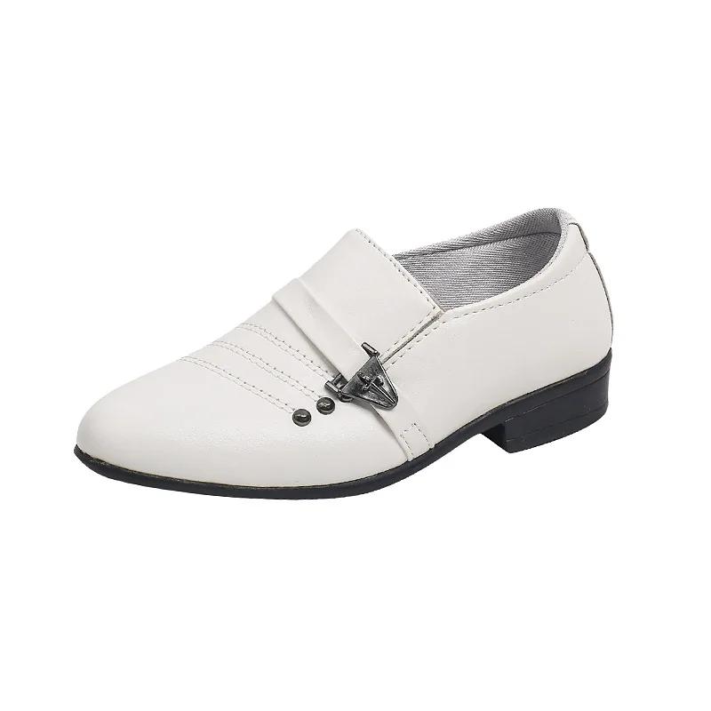 

Spring Autumn Boy Leather Shoe Fashion Causal Children s Slip-on Loafers Versatile Kids Formal Students Performance Black Shoes 21 білий