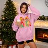 Women's Christmas Print Hooded Sweatshirt Casual Long Sleeve Pullover Top for Holiday Winter Wear