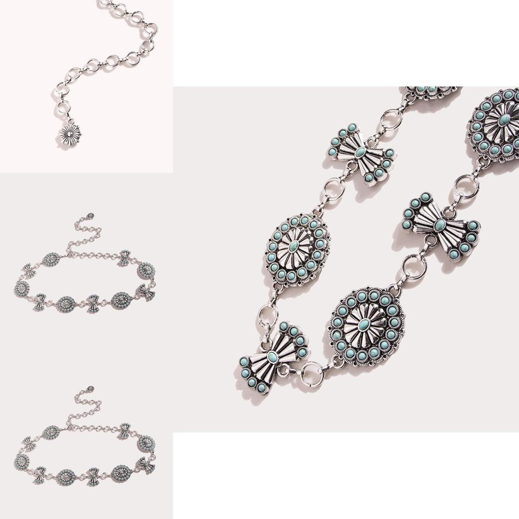 Geometric Turquoise Metal Waist Chain For Women With Vintage Royal Design For Summer
