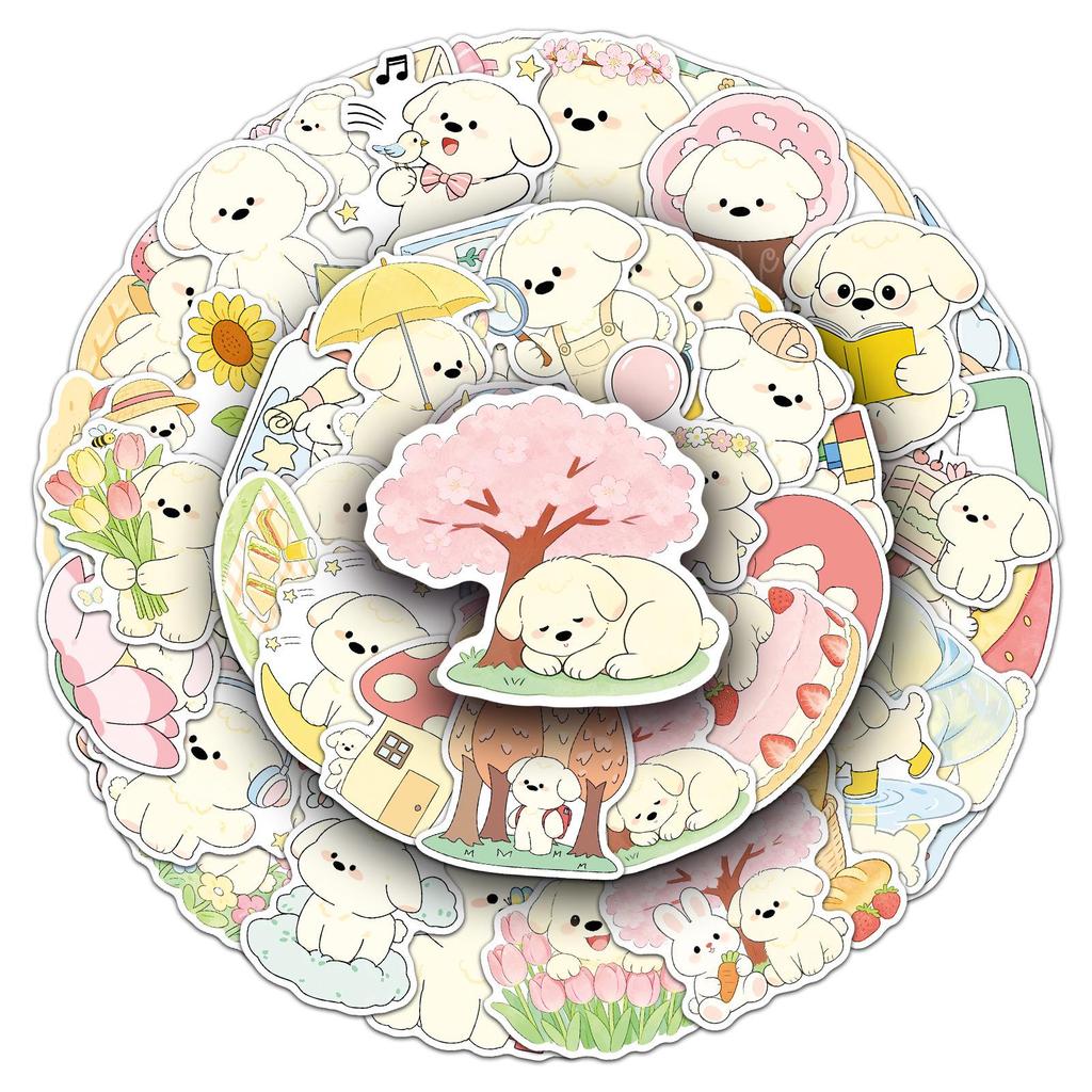 52 Hand-Drawn Cute Spring Puppy Stickers - Original Pet Animal Decor for Journals