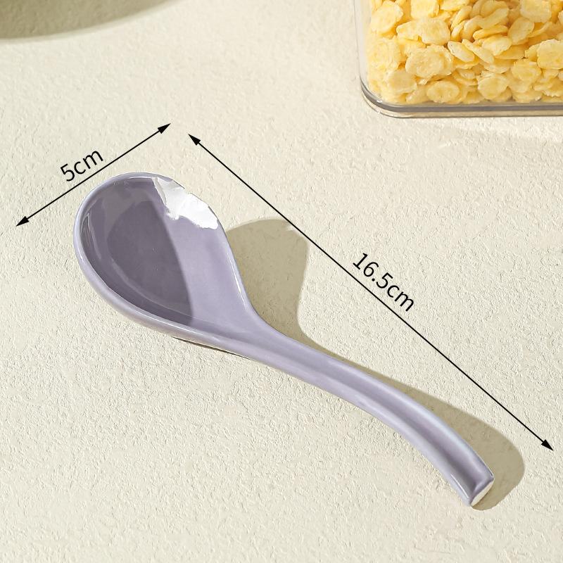 1-Piece Asian Soup Spoon, Ceramic Chinese Style Spoons Ramen Spoon Retro Porcelain Spoon, 6.5 inches фиолетовый