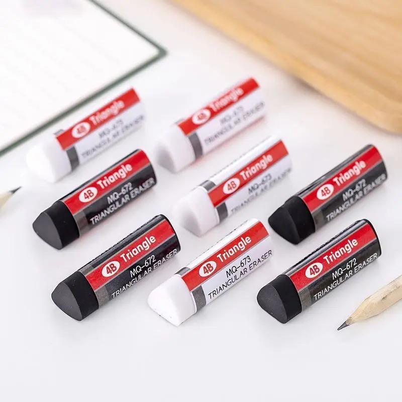 10 Pcs 4B Triangle Eraser Novelty Rubber School Supplies Student Office Exam Art Drawing Creative Black White Erasers