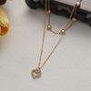 Heart Frame Pendant Necklace Trendy Accessory Alloy Texture Double Layer Chain Jewelry for Casual and Special Occasion