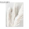 Beige Canvas Painting Vase Flowers Art Prints Dried Grass Print Pictures Reed Cup Wall Pictures Nordic Wall Poster Home Decor