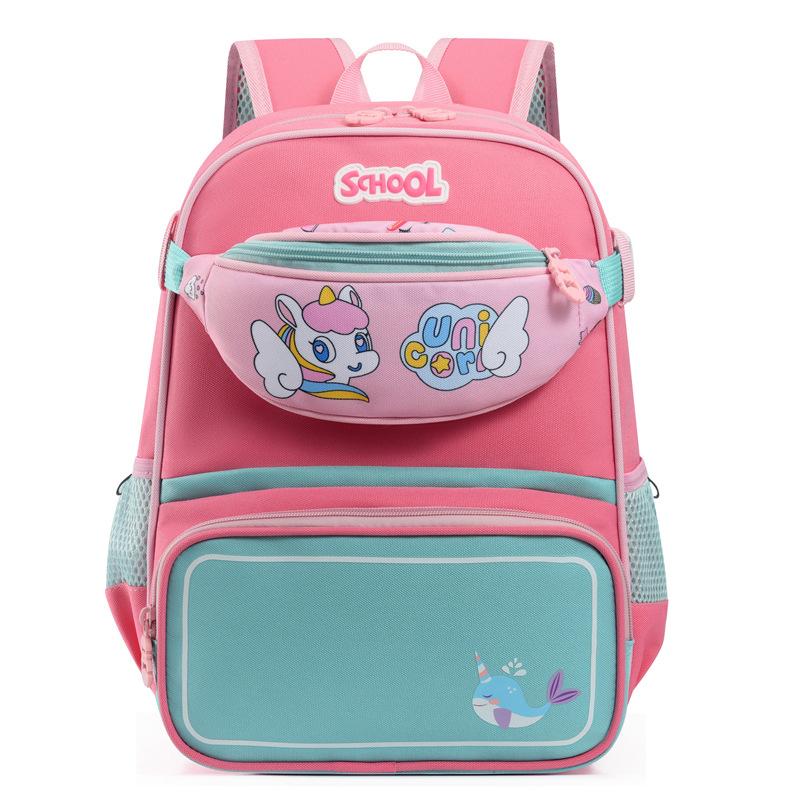School Bag New School Bag Boys and Girls Cute Cartoon Backpack Chest Waist Bag Two-piece Backpack